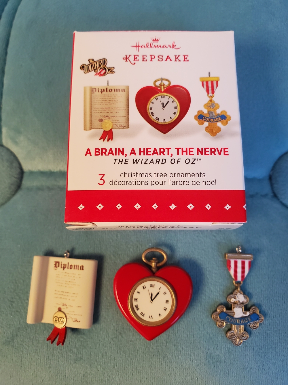 Hallmark Keepsake Wizard of Oz Ornaments 2015 A Brain Heart Nerve QXE3749